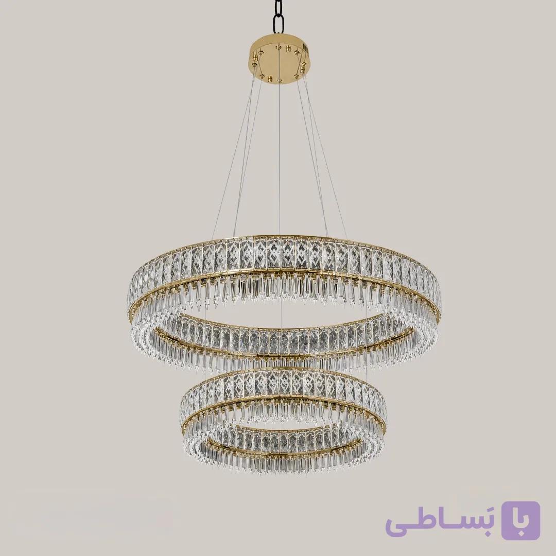 لوستر آویز کریستالی دو طبقه