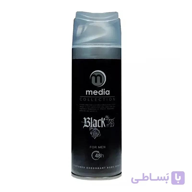 اسپری بدن مردانه مدیا مدل Black XS حجم 200 میلی لیتر — تصویر 1