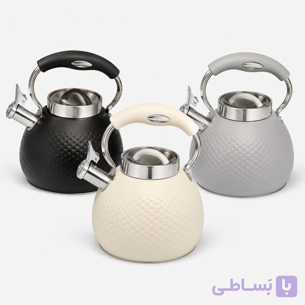 کتری سوتی استیل برفی ۳ لیتری رنگ ثابت — تصویر 1
