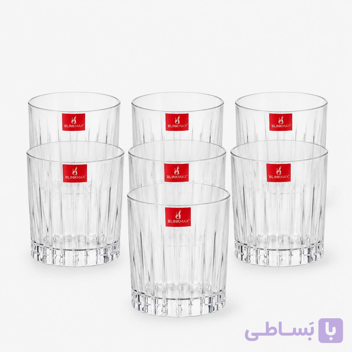 ست ۶ عددی لیوان شیشه‌ای کوتاه BLINKMAX طرح شیاردار — تصویر 1