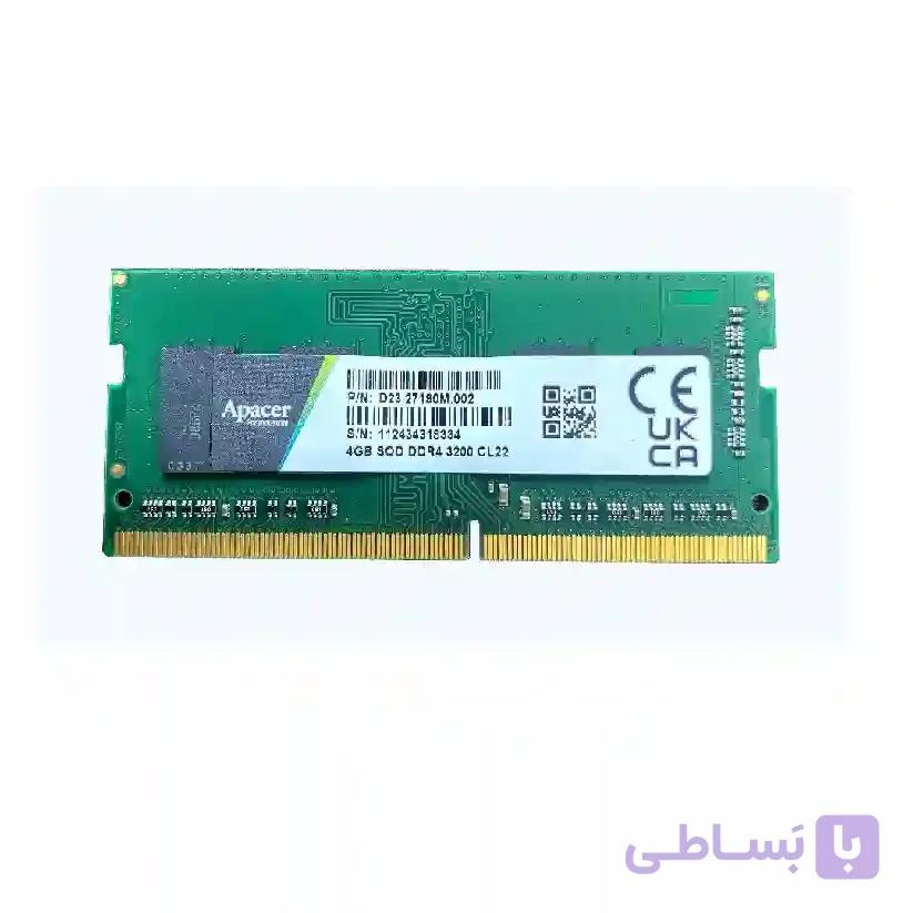 رم لپ تاپ تک کاناله اپیسر مدل APACER SODIMM DDR4 4G 3200MH