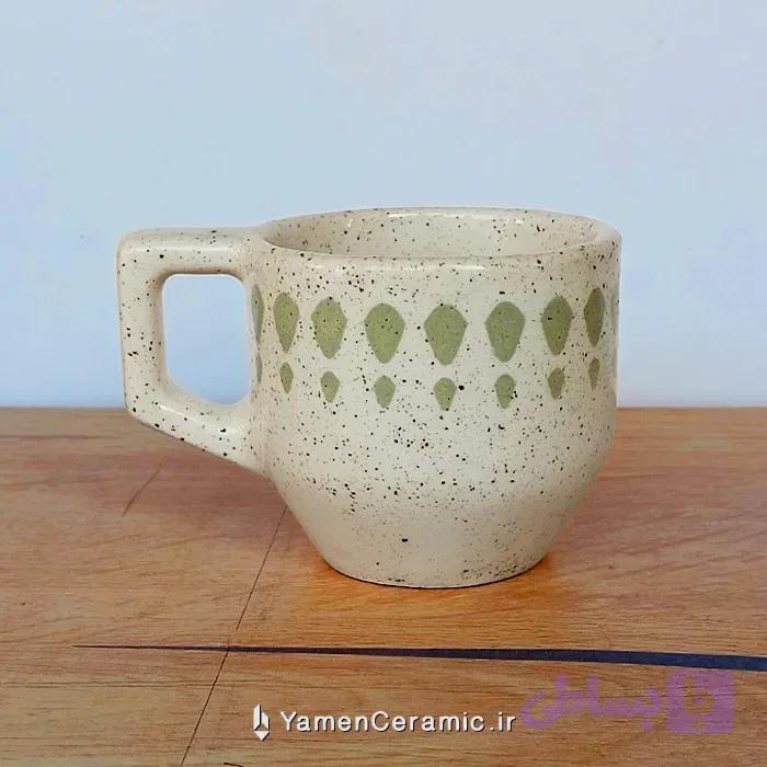 فنجان قهوه سرامیکی 105 سی سی رنگ سفید خالدار کد YN-14615CC — تصویر 1