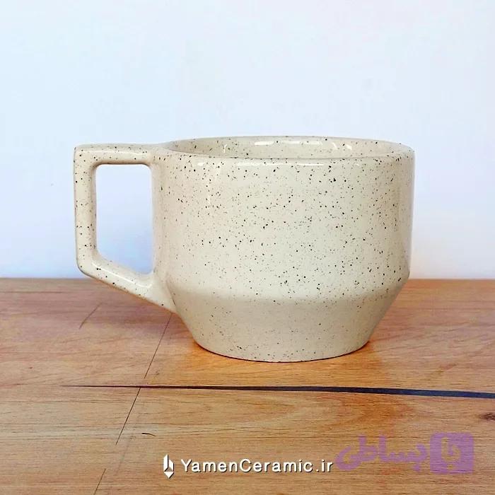 فنجان کاپوچینو سرامیکی 240 سی سی رنگ سفید خالدار کد YN-14619CA — تصویر 1