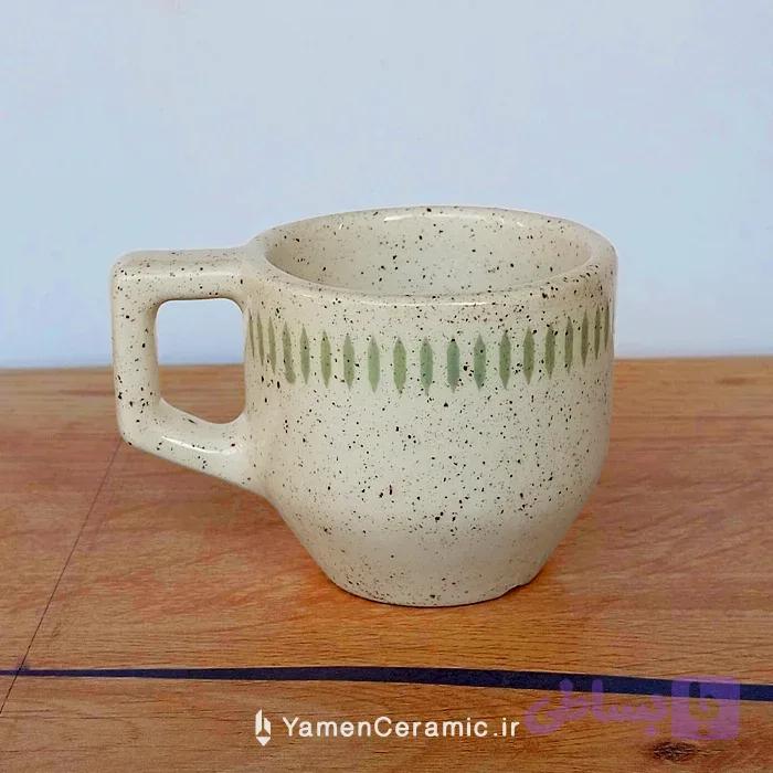 فنجان قهوه سرامیکی 105 سی سی رنگ سفید خالدار کد YN-14615CB — تصویر 1