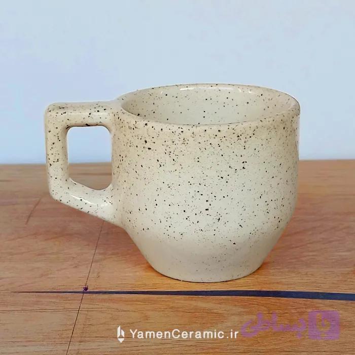 فنجان قهوه سرامیکی 105 سی سی رنگ سفید خالدار کد YN-14615CA — تصویر 1