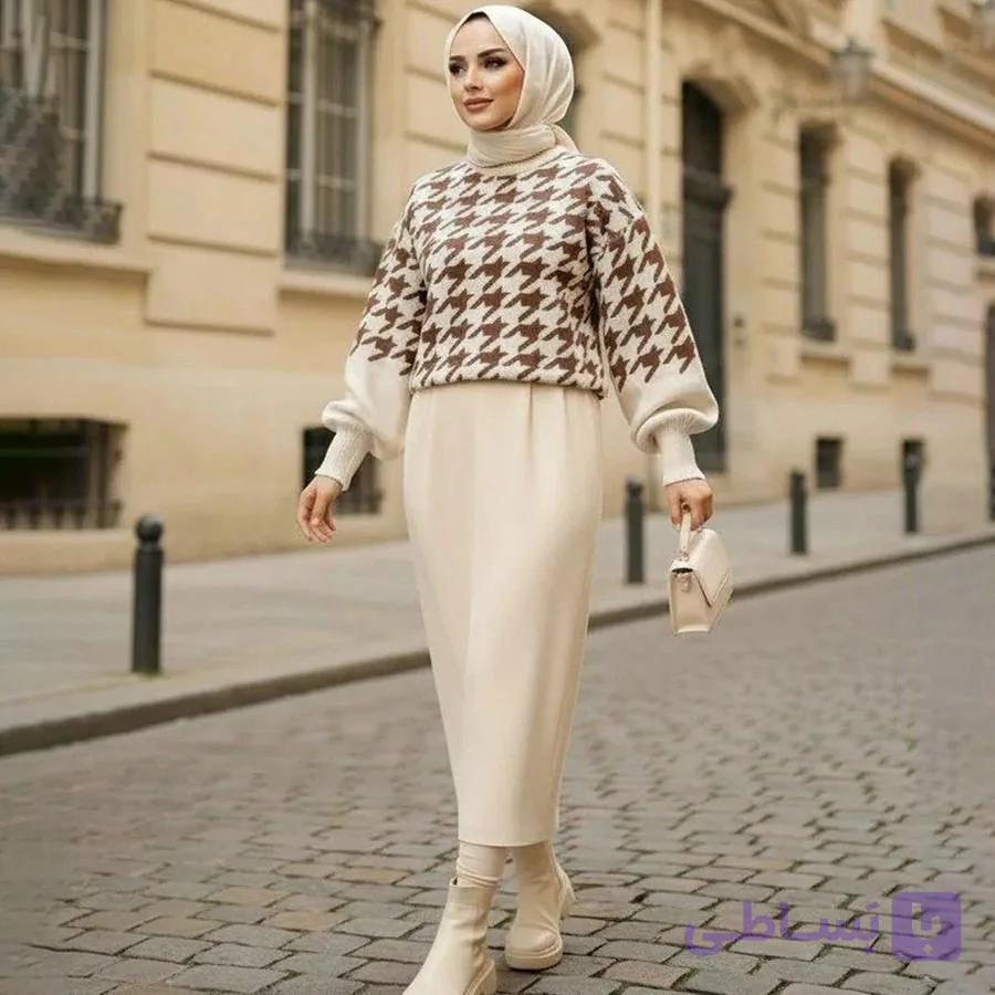 ست بلوز و دامن بافت زنانه Sevda_Milky مدل 3832 — تصویر 1