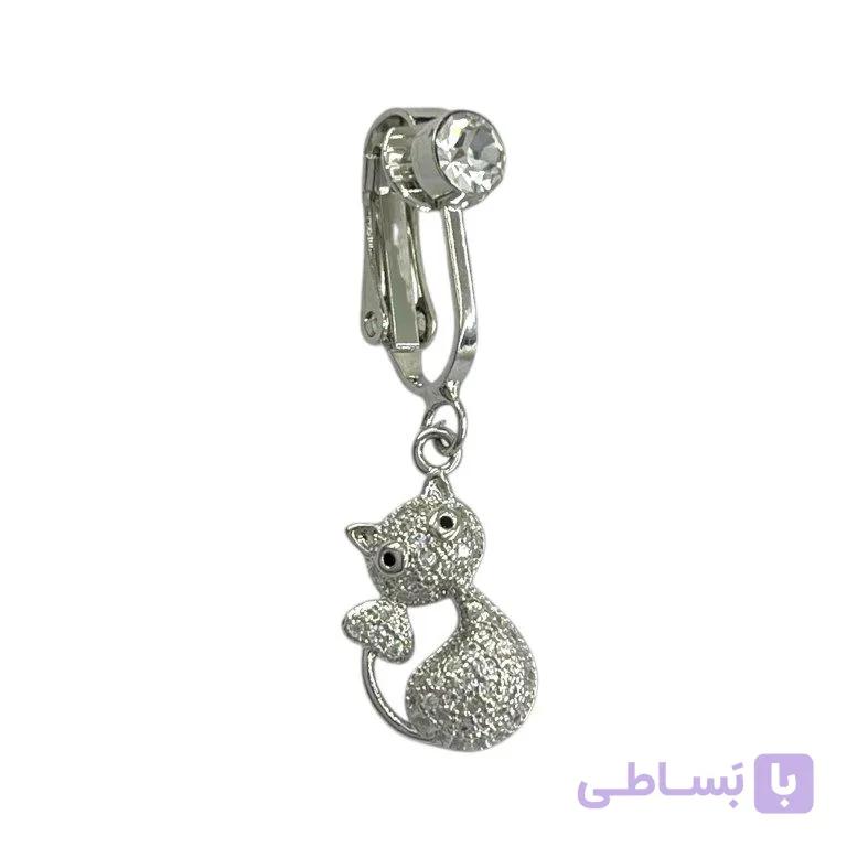 پیرسینگ ناف فیک زنانه مدل نگین جواهری گربه کد P4921 — تصویر 1