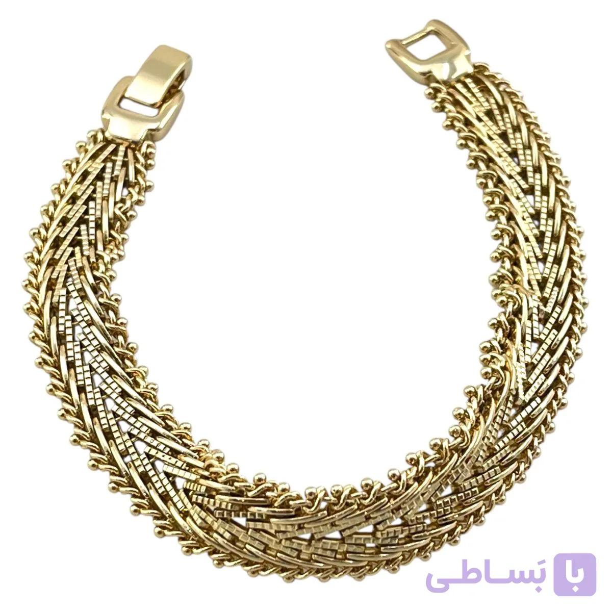 دستبند زنانه  ژوپینگ مدل بافت حصیری طرح طلا کد B5423 — تصویر 1