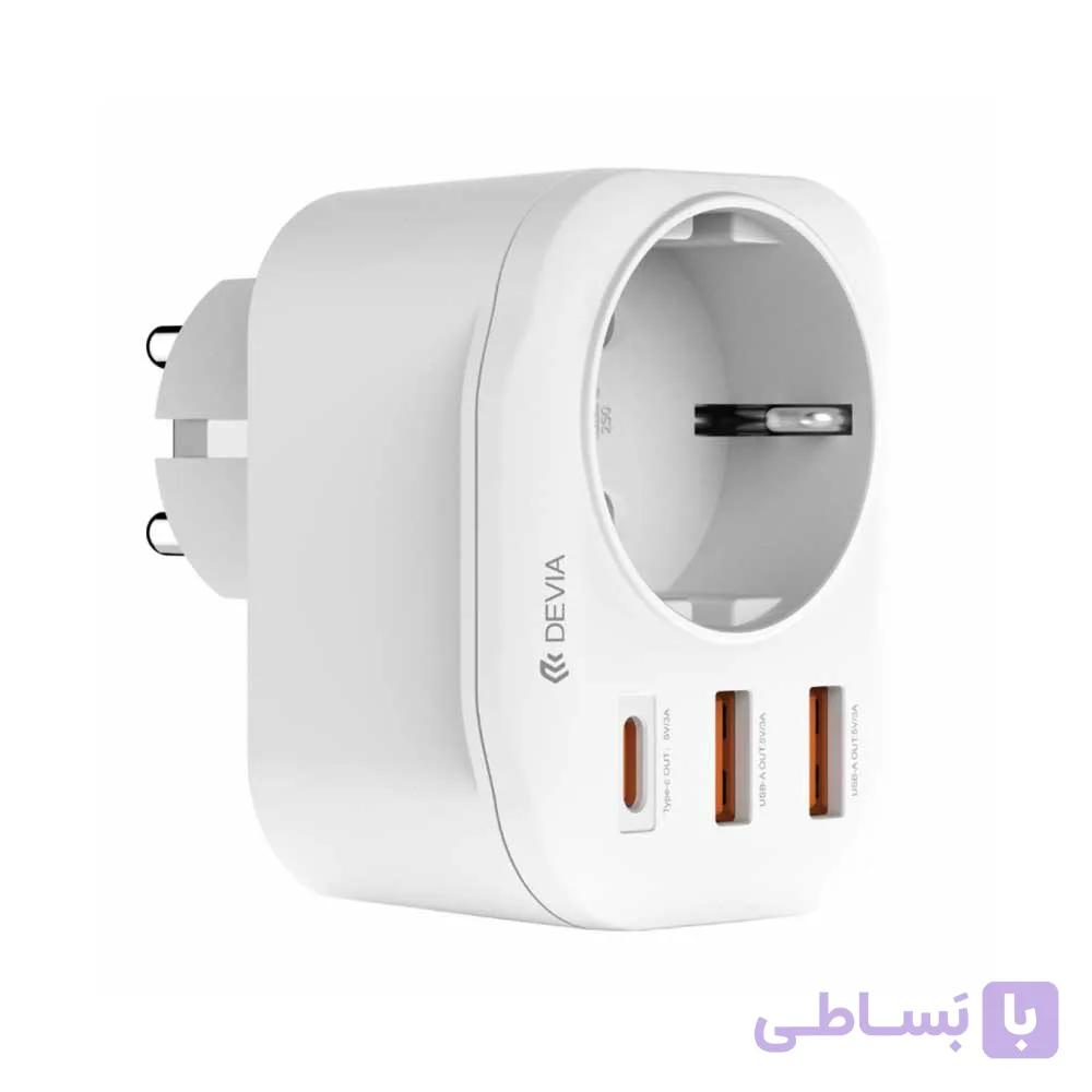 شارژر دیواری سوکت دار Devia Smart Series 2A+C PD 20W Auto Power Socket (EU) — تصویر 1