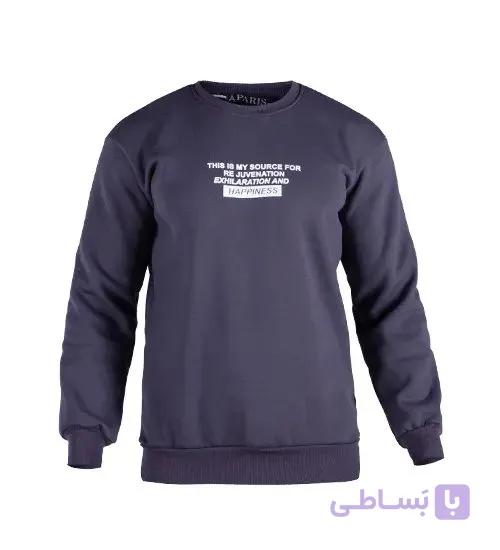 بلوز یقه گرد مردانه نرمال طرح دار اسپان طوسی تیره مدل 49187