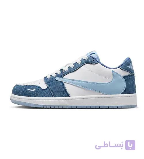 کفش مردانه روزمره چرم مصنوعی آبی سفید Nike مدل 39374