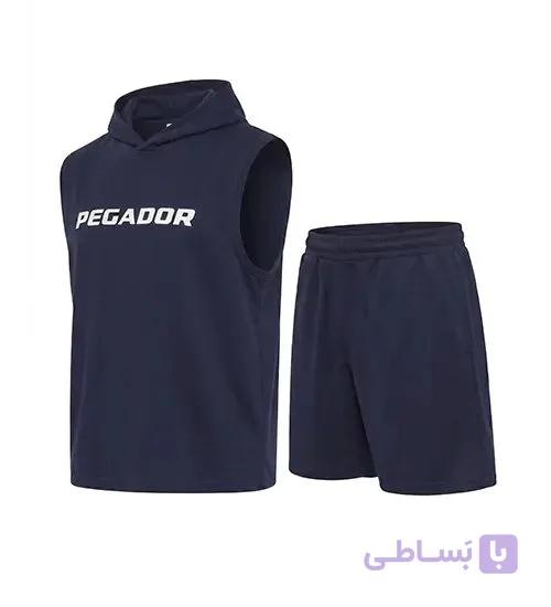 ست رکابی و شلوارک مردانه نرمال طرح دار اسپان سرمه ای Pegador مدل 50987