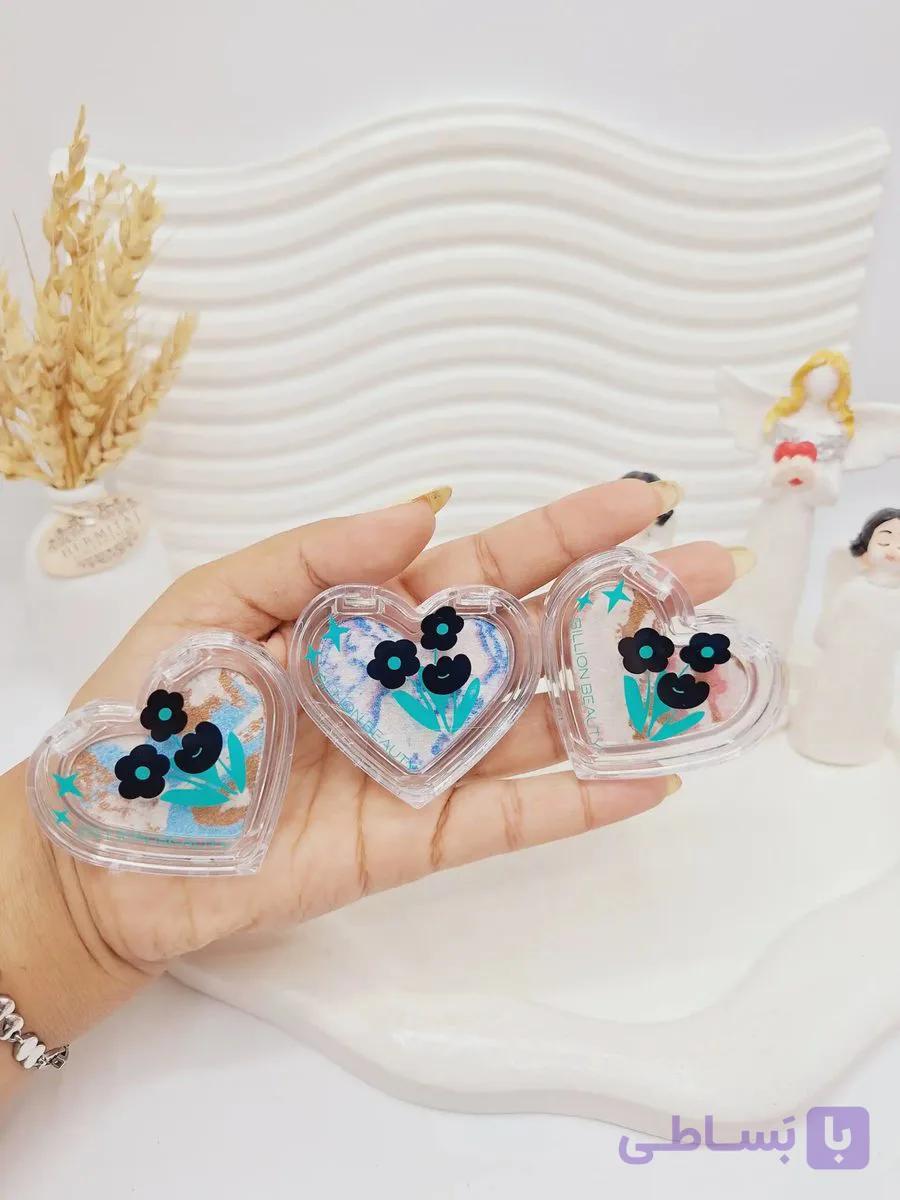 هایلایتر دو رنگ طرح قلب و گل برند BILLION BEAUTY کد 10078 — تصویر 1