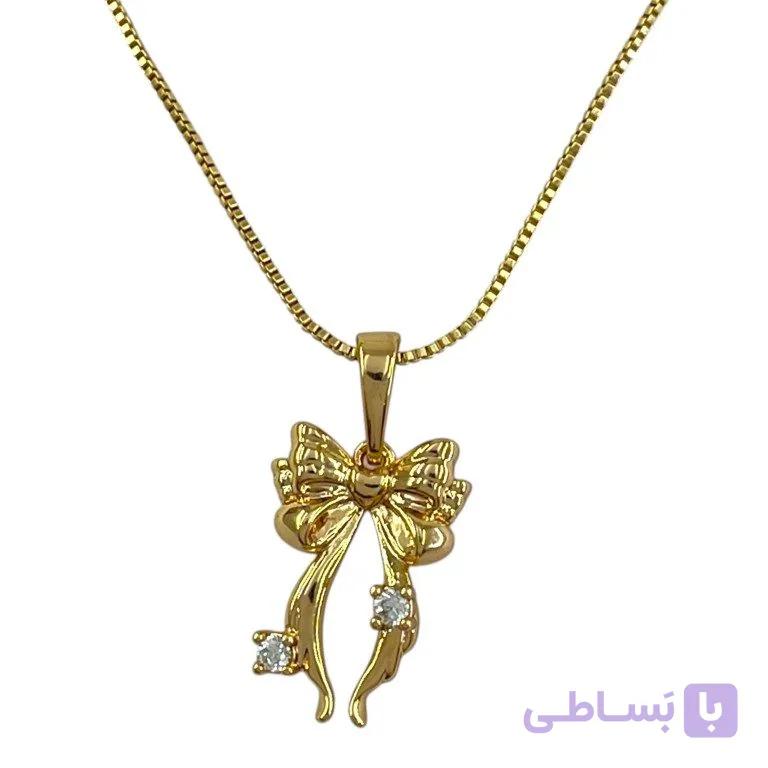 گردنبند زنانه ژوپینگ مدل پاپیون نگین دار کد N5298 — تصویر 1