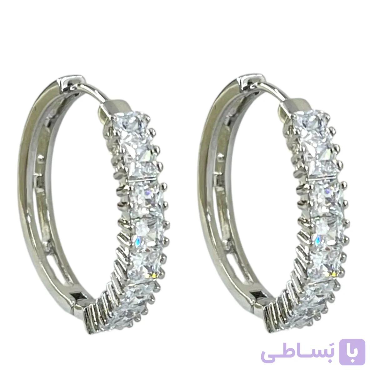 گوشواره زنانه ژوپینگ  مدل نگین دار تنیسی کد E6380 — تصویر 1