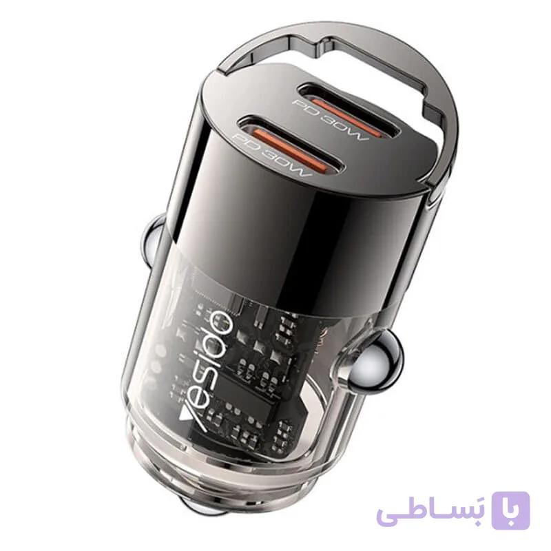 شارژر فندکی 30 وات یسیدو YESIDO Y69 با دو خروجی USB-C — تصویر 1