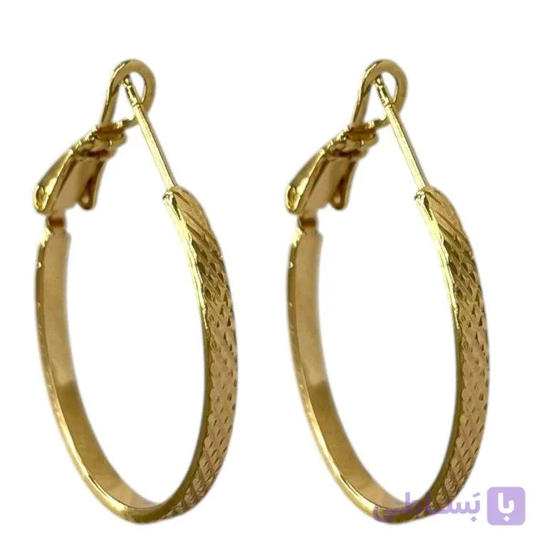 گوشواره زنانه ژوپینگ مدل حلقه ای تراش دار کد E6571 — تصویر 1