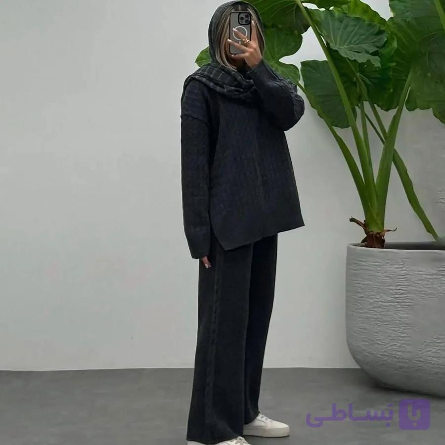 ست بافت بلوز و شلوار زنانه Gloria_Black مدل 3719 — تصویر 1