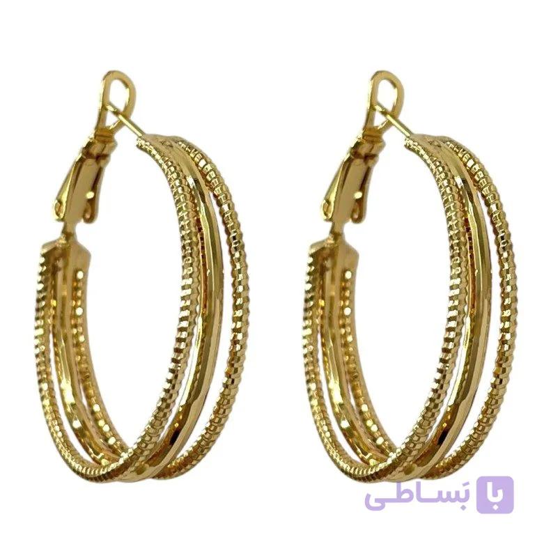 گوشواره زنانه ژوپینگ مدل حلقه ای تراش دار کد E6583 — تصویر 1