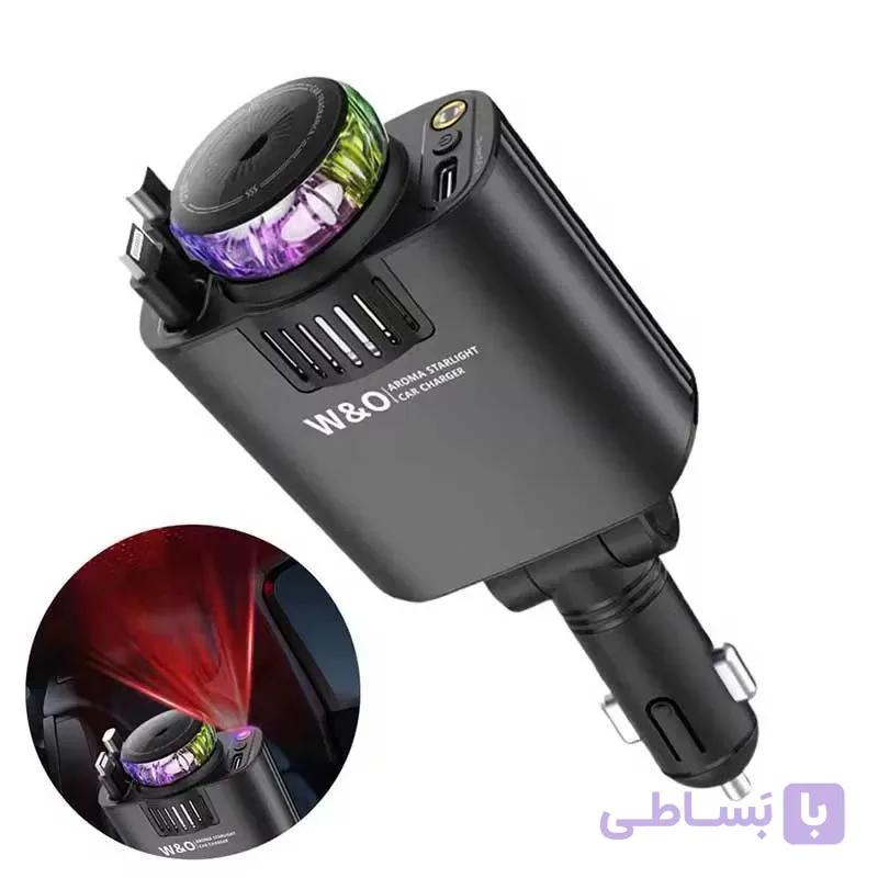 شارژر خودرو 3 کاره 45 وات – فست شارژ + خوشبوکننده آروماتراپی + چراغ LED ستاره‌ای — تصویر 1