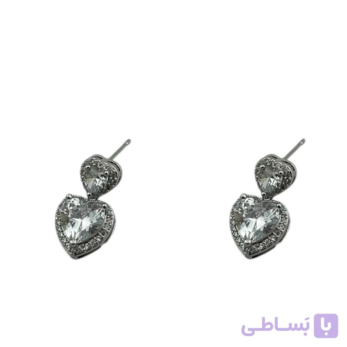 گوشواره زنانه جواهری مدل قلب کد E5804 — تصویر 1