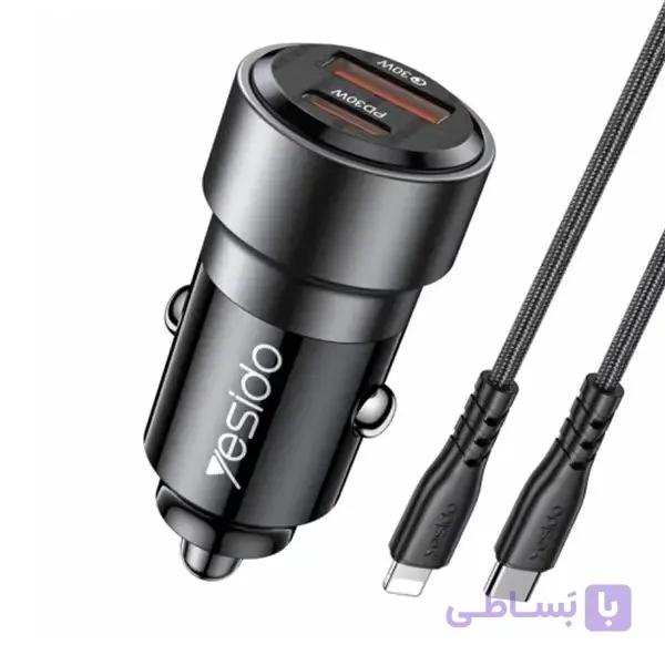 شارژر فندکی با کابل آیفون یسیدو YESIDO Y54 60W FAST CHARGER — تصویر 1