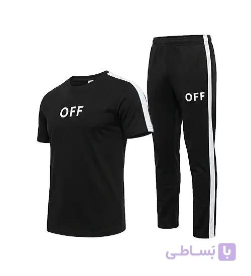 ست تیشرت و شلوار مردانه نرمال طرح دار نخ پنبه مشکی مدل 49367