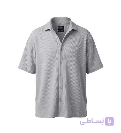پیراهن آستین کوتاه مردانه مراکشی ساده پنبه طوسی مدل 50936