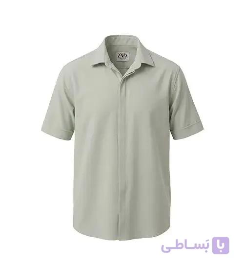 پیراهن آستین کوتاه مردانه باکسی ساده مازراتی سبز روشن مدل 50900