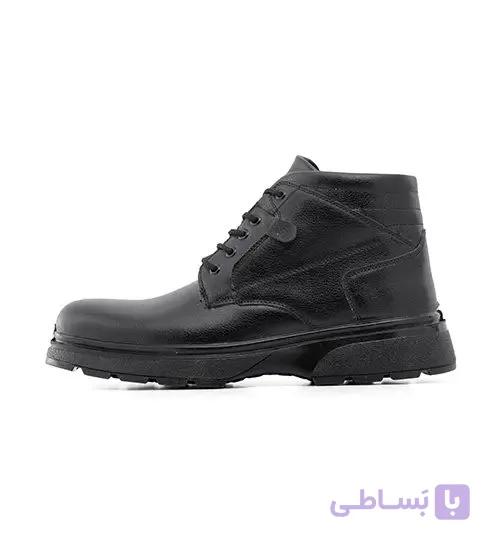 نیم بوت چرم مصنوعی مردانه مشکی بنددار مدل 48974