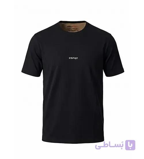 تیشرت یقه گرد مردانه نرمال ساده پنبه یک رو مشکی Esprit مدل 50443