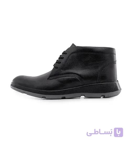 نیم بوت چرم مصنوعی مردانه مشکی بنددار مدل 48880