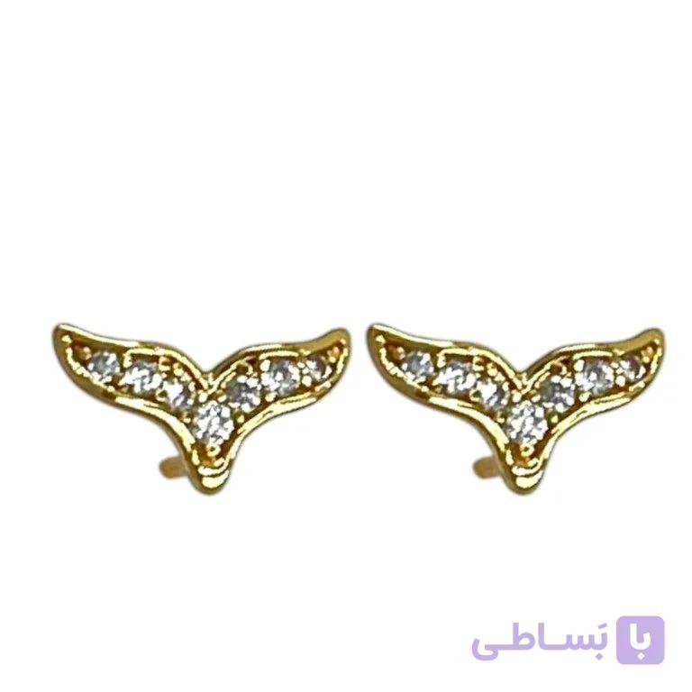 گوشواره زنانه ژوپینگ مدل دم وال نگین دار کد E6549 — تصویر 1