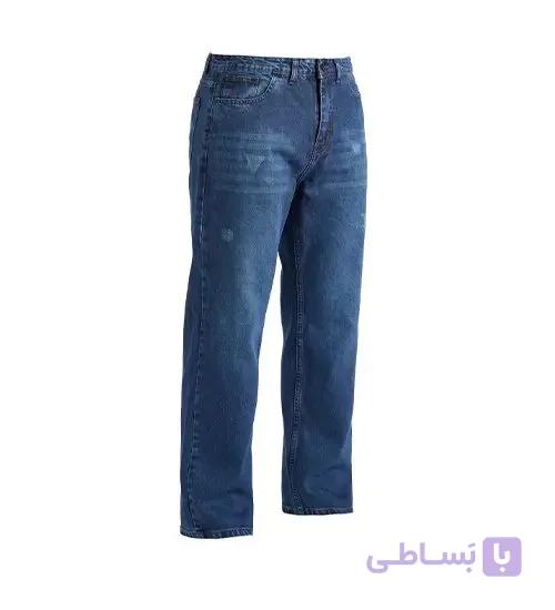 شلوار مردانه نیم بگ ساده جین آبی تیره مدل 50827