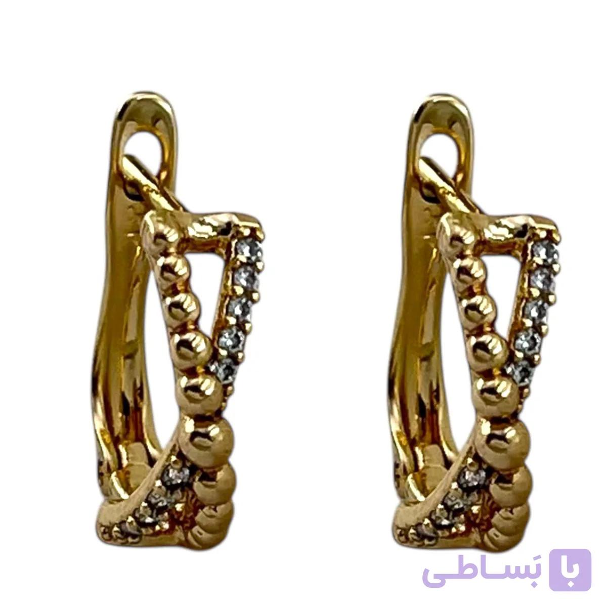 گوشواره زنانه ژوپینگ مدل نگین جواهری کد E6244 — تصویر 1