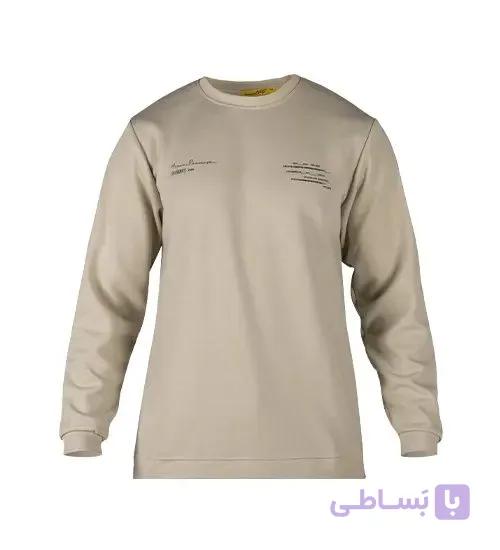 بلوز یقه گرد مردانه نرمال طرح دار دو نخ پنبه کرم مدل 49329