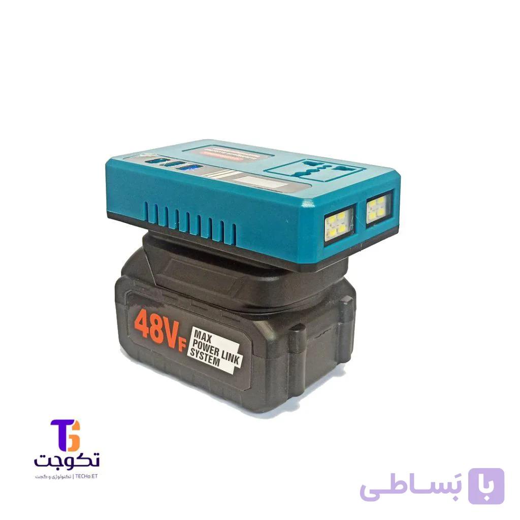 اینورتر شارژی هوشمند ۲۲۰ ولت به همراه پاوربانک و چراغ قوه باتری ۴۸ ولت — تصویر 1