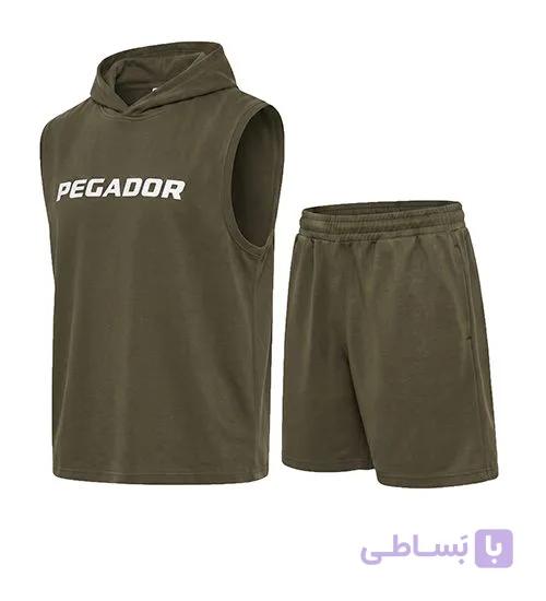 ست رکابی و شلوارک مردانه نرمال طرح دار اسپان سبز ارتشی Pegador مدل 50988
