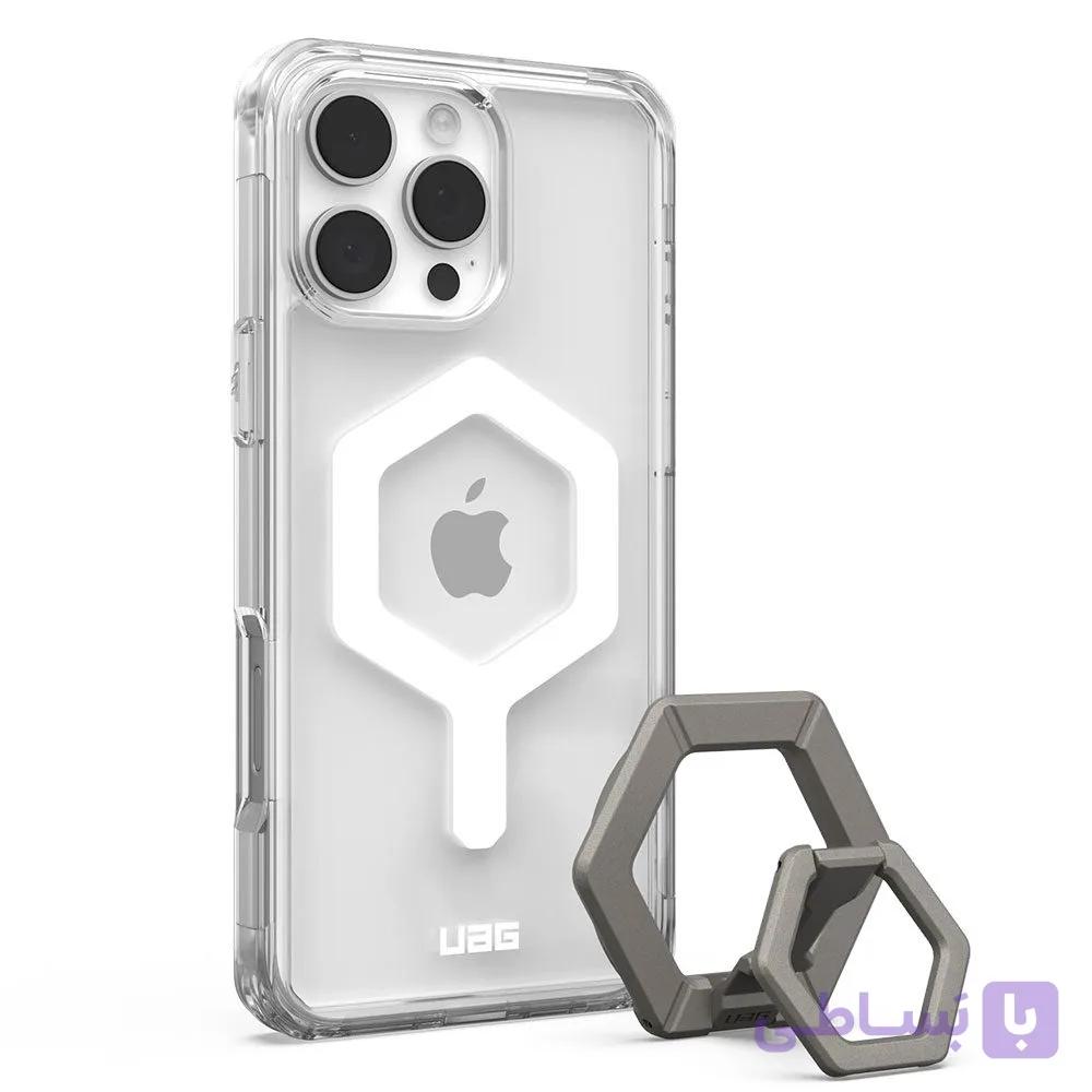 قاب آیفون 16 پرو مکس UAG Plyo MagSafe Ice White Case + Titanium Ring Stand — تصویر 1