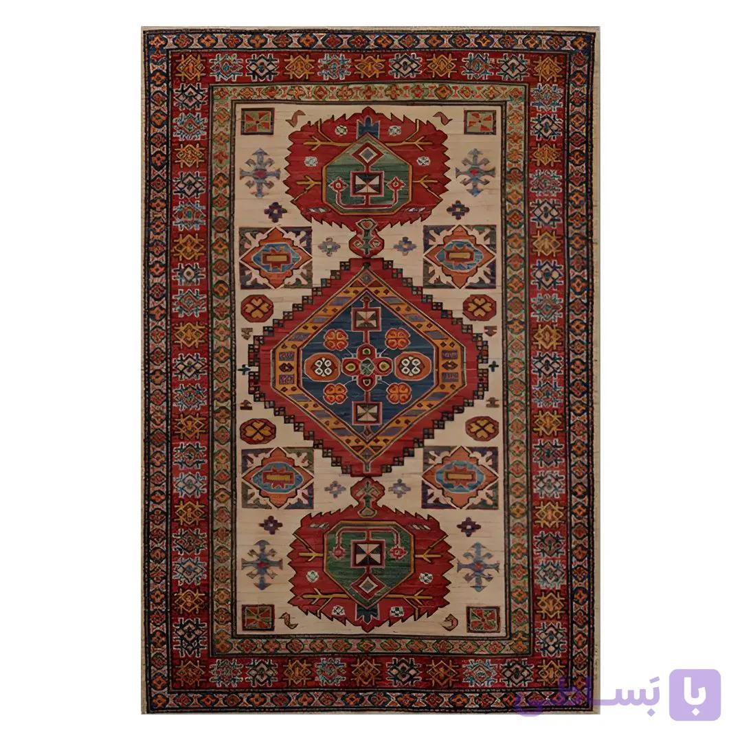 فرشینه مخمل ترک طرح عشایری قفقازی کد O110 — تصویر 1