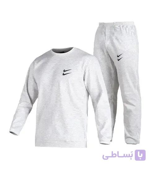 ست بلوز و شلوار مردانه نرمال طرح دار ملانژ طوسی روشن Nike مدل 48616