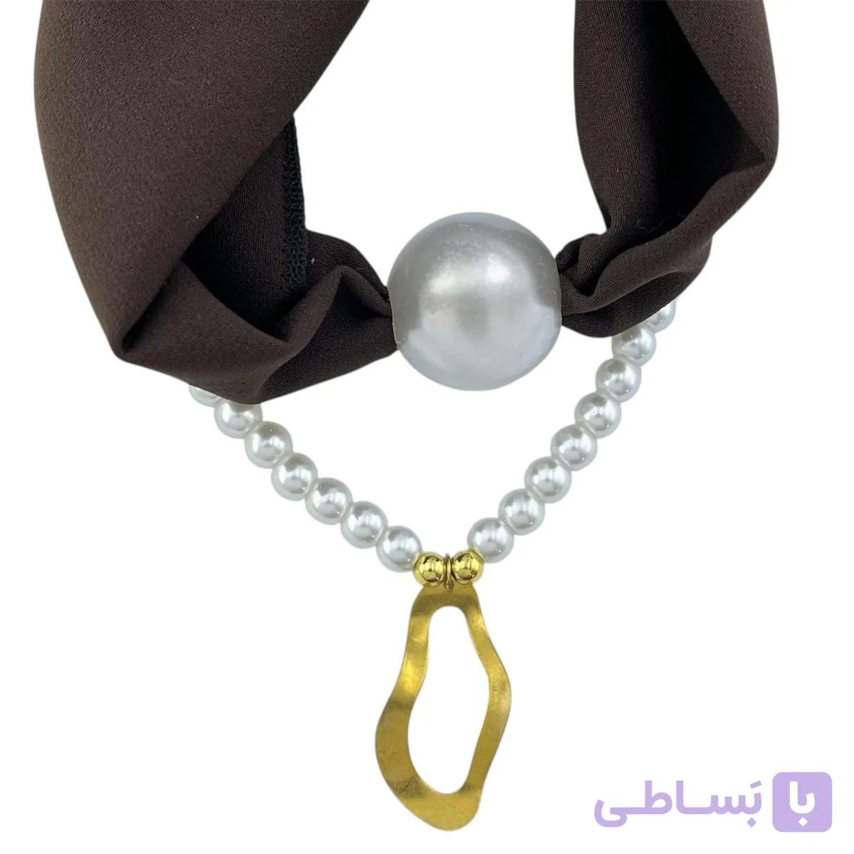 گردنبند زنانه پارچه ای دو لاین مدل مروارید کد N5169 — تصویر 1