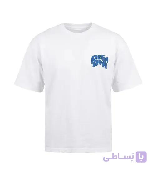 تیشرت یقه گرد مردانه باکسی طرح دار پنبه دو رو سفید Pegador مدل 50155