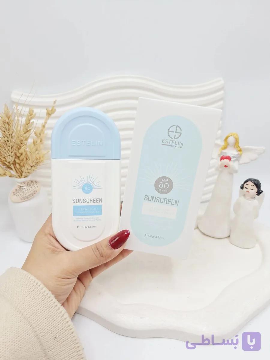 کرم ضد آفتاب بی رنگ استلین 80 SPF مدل ultra کارتن آبی اصلی کد 4565 — تصویر 1