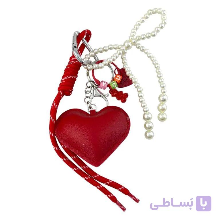 آویز کیف چارم بگ قلب و مروارید کد J4168 — تصویر 1