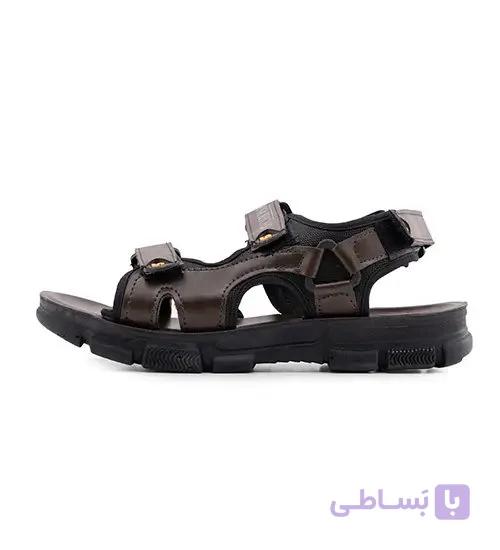صندل مردانه روزمره چرم مصنوعی قهوه ای مدل 50714
