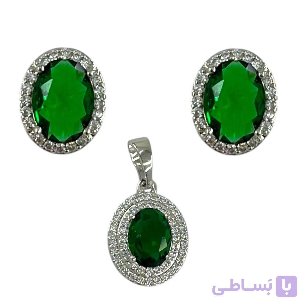 نیم ست زنانه ژوپینگ جواهری مدل زمرد کد M4386 — تصویر 1