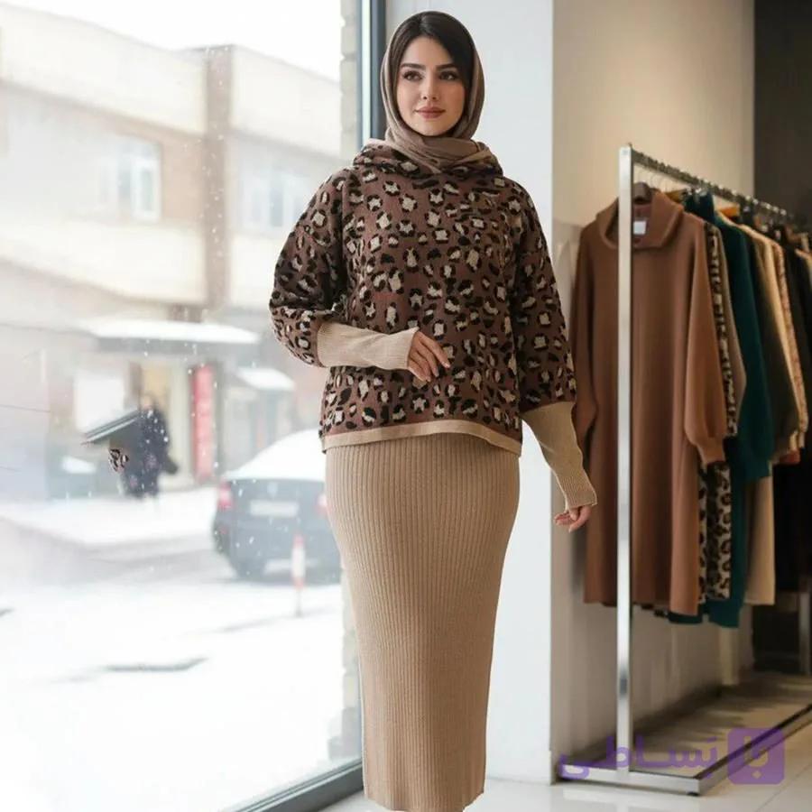 ست بلوز و سارافون بافت زنانه Deniz_Cream مدل 3846