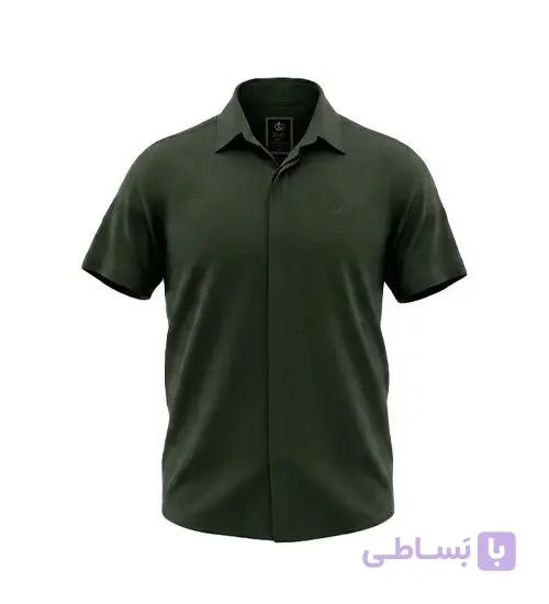 پیراهن آستین کوتاه مردانه نرمال ساده ویسکوز سبز مدل 50977