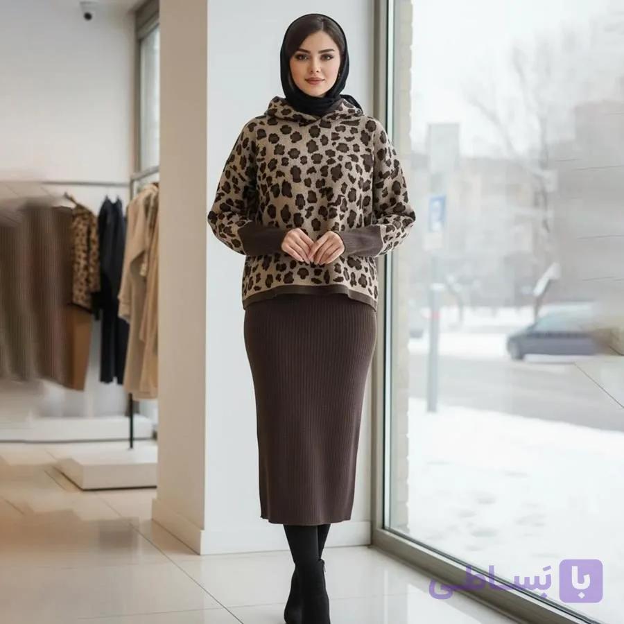 ست بلوز و سارافون بافت زنانه Deniz_Chocolate مدل 3848